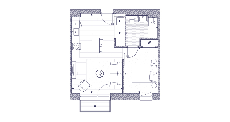 1 Bed Suite Floorplan